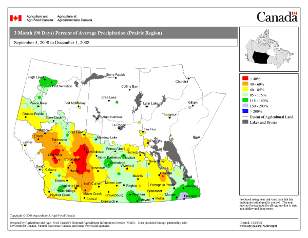 Canadian prairie fall precipitation